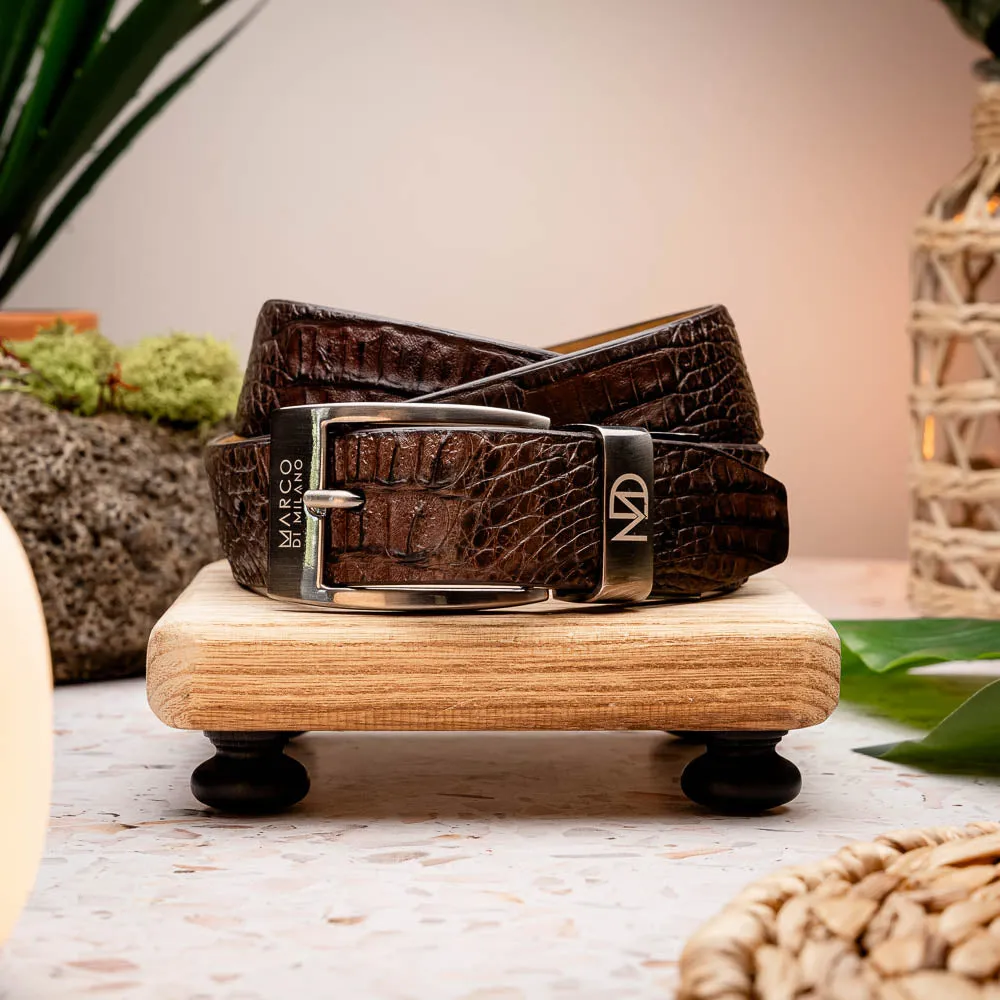 Marco Di Milano EST 100 Crocodile Belt in Brown