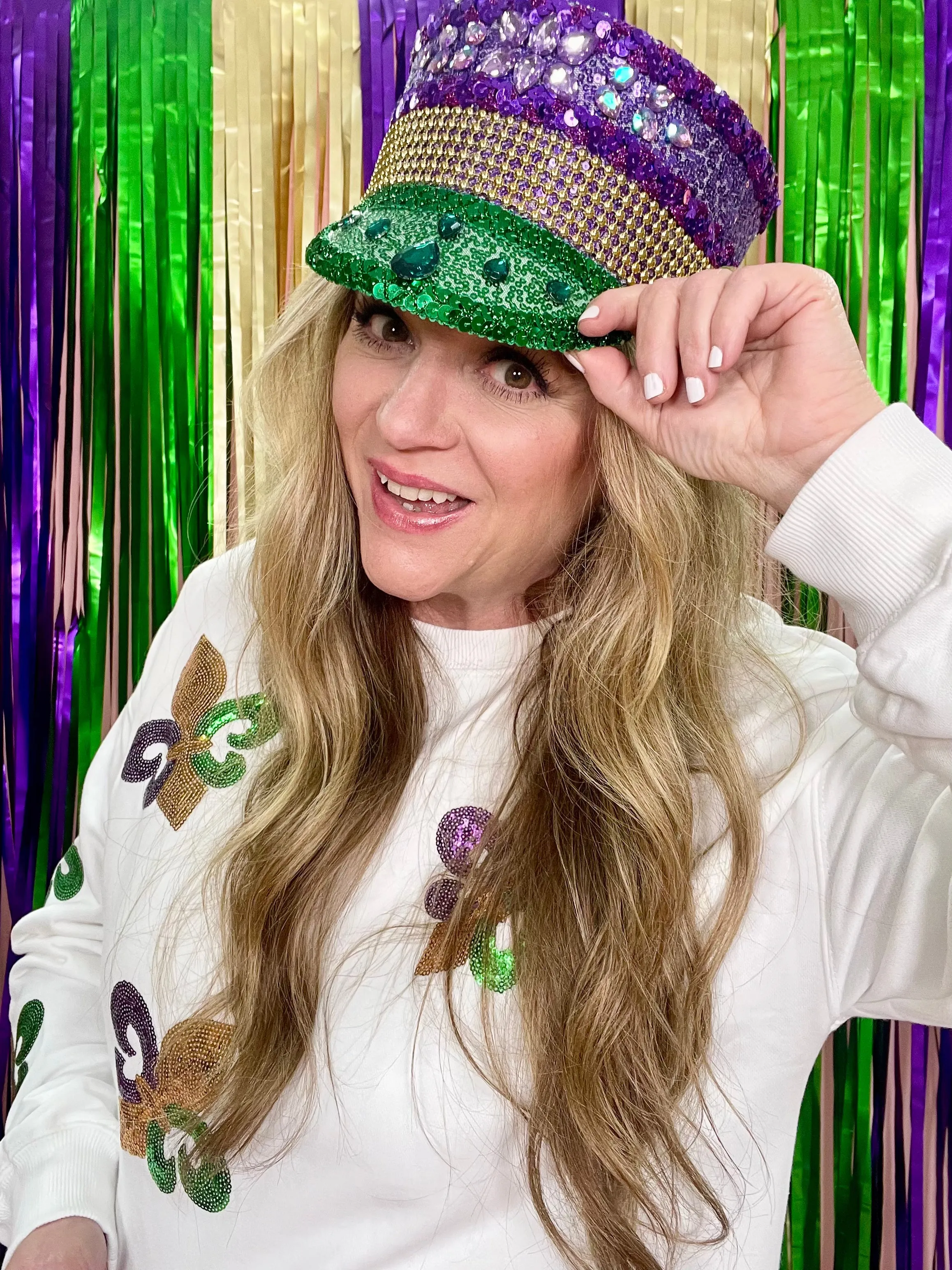 Mardi Gras Captains Hat With Feather