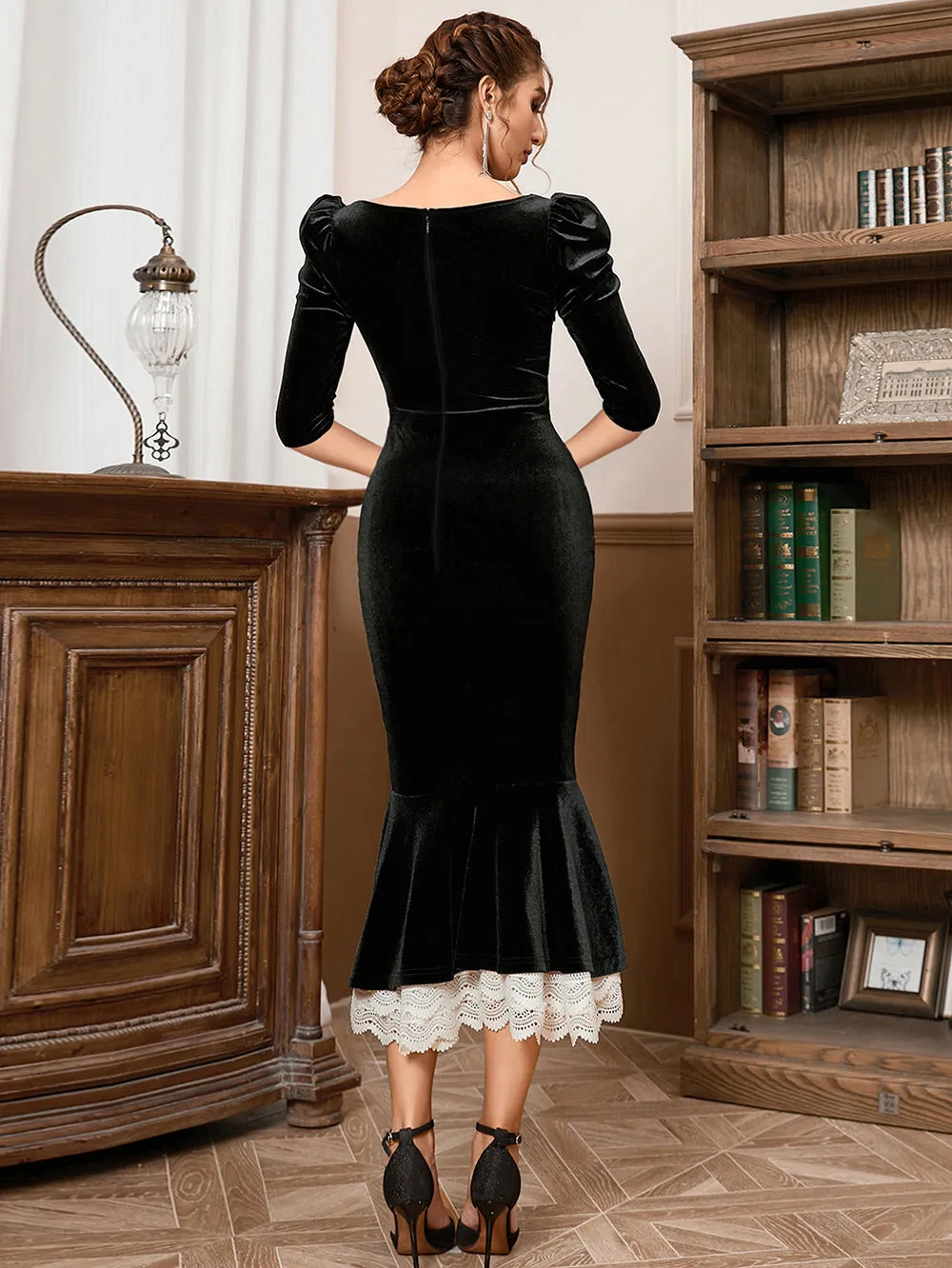 Margot Formal Stylish Ruffled Velvet Dress