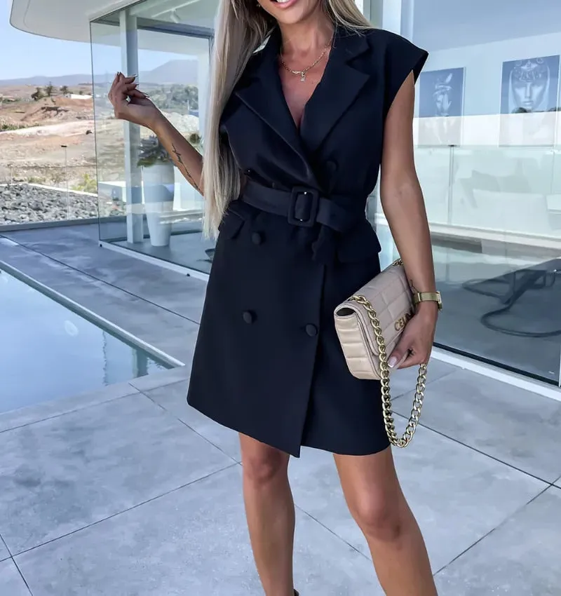 Marina® | Formal sleeveless blazer dress