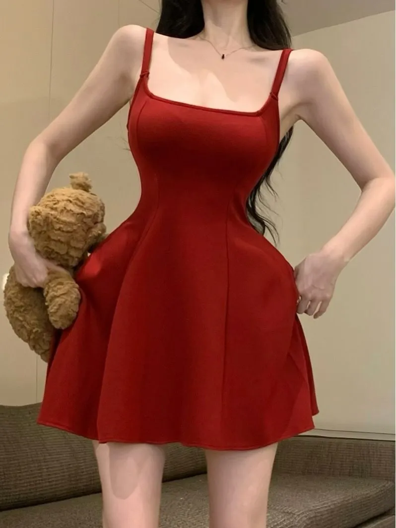 Maroon Fit And Flare Mini Dress