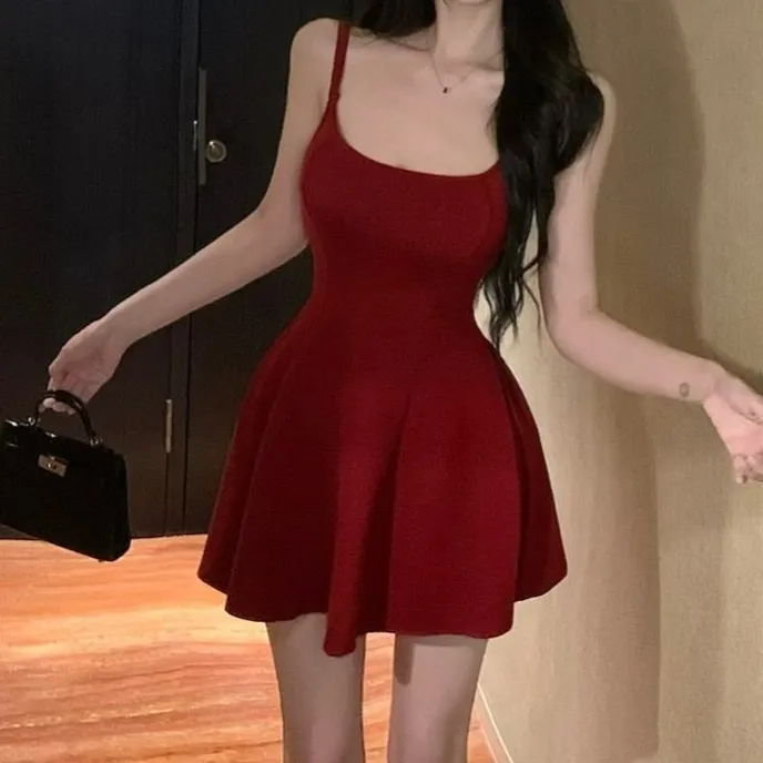 Maroon Fit And Flare Mini Dress