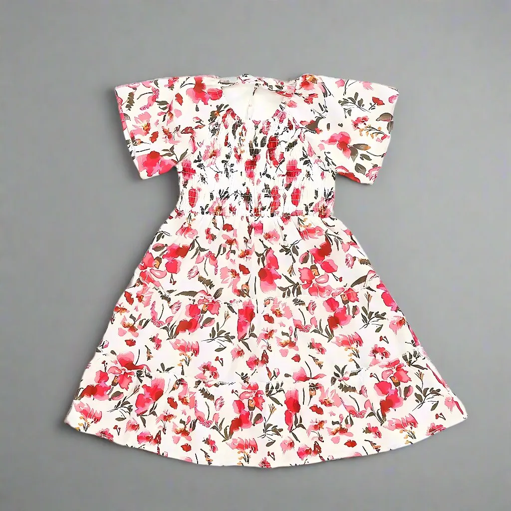 Matching Mommy & Me Floral Smocked Midi Dresses – Short Sleeve Summer Dress Set