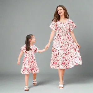 Matching Mommy & Me Floral Smocked Midi Dresses – Short Sleeve Summer Dress Set