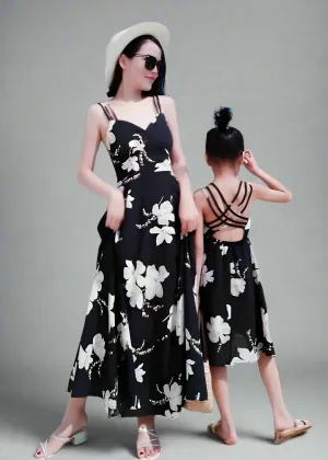 Matching Mommy & Me Floral Strappy Back Maxi Dresses  Summer Beach Outfit
