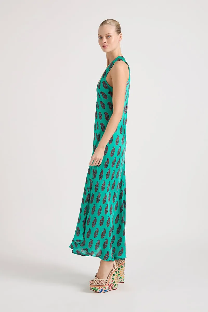 MEL SEAL EMERALD SILK MAXI