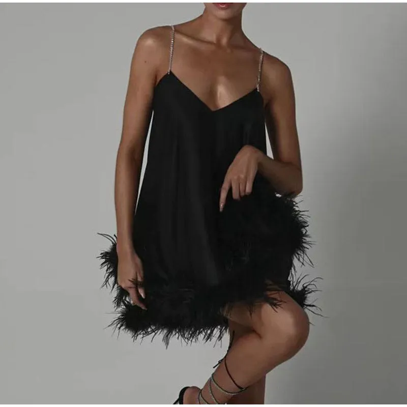 Melissa Sexy Feather Camisole Dress
