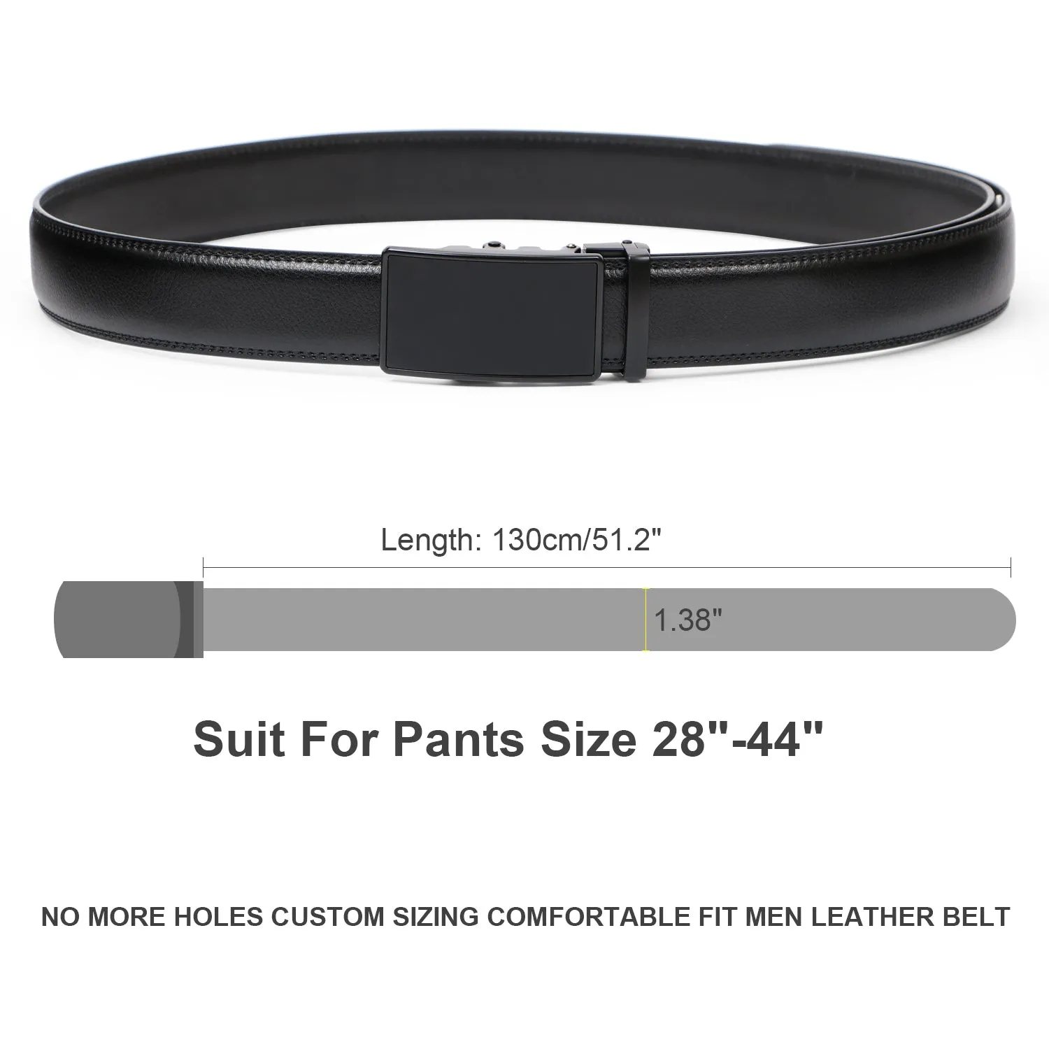 Men's Leather Ratchet Dress Belt with Automatic Buckle in Gift Box by JASGOOD