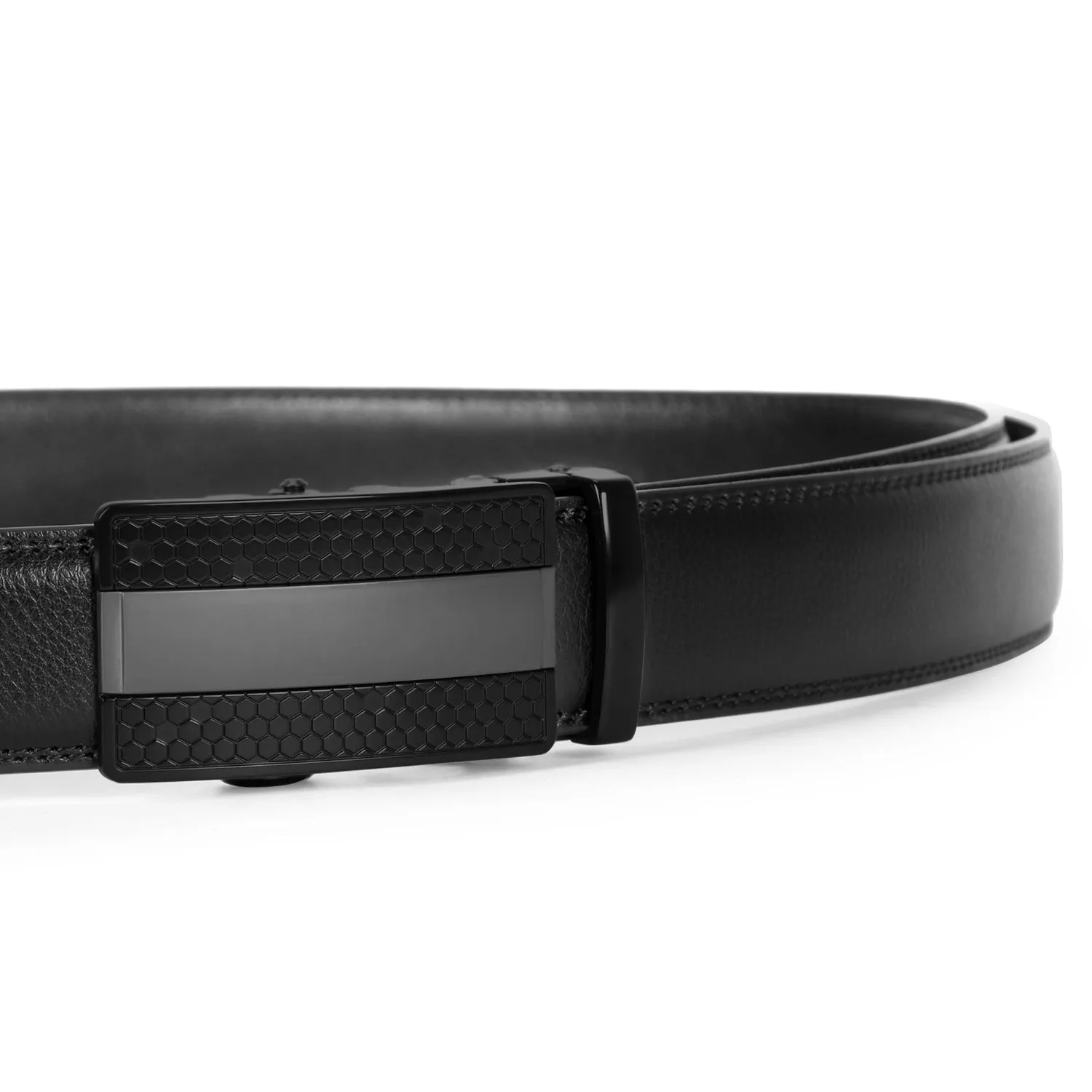 Men's Leather Ratchet Dress Belt with Automatic Buckle in Gift Box