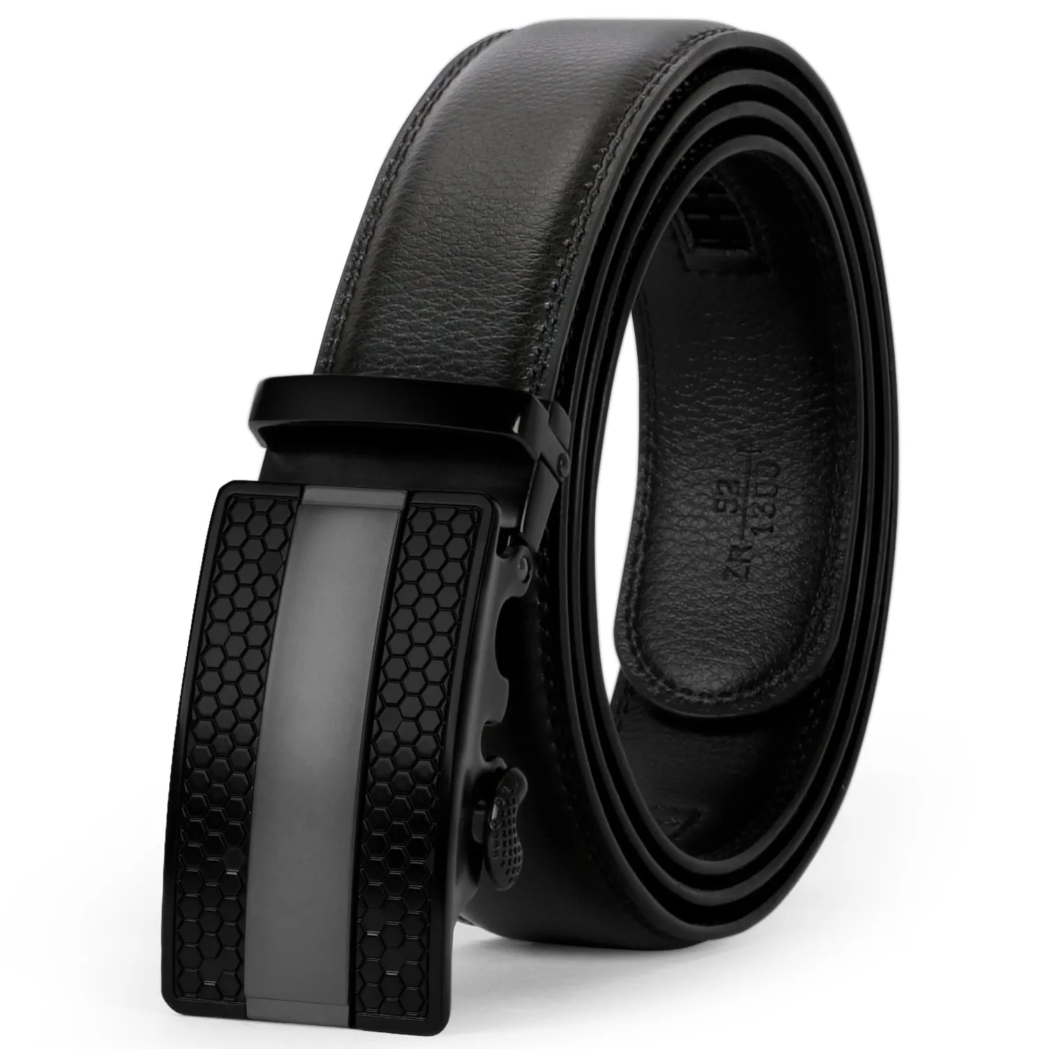 Men's Leather Ratchet Dress Belt with Automatic Buckle in Gift Box