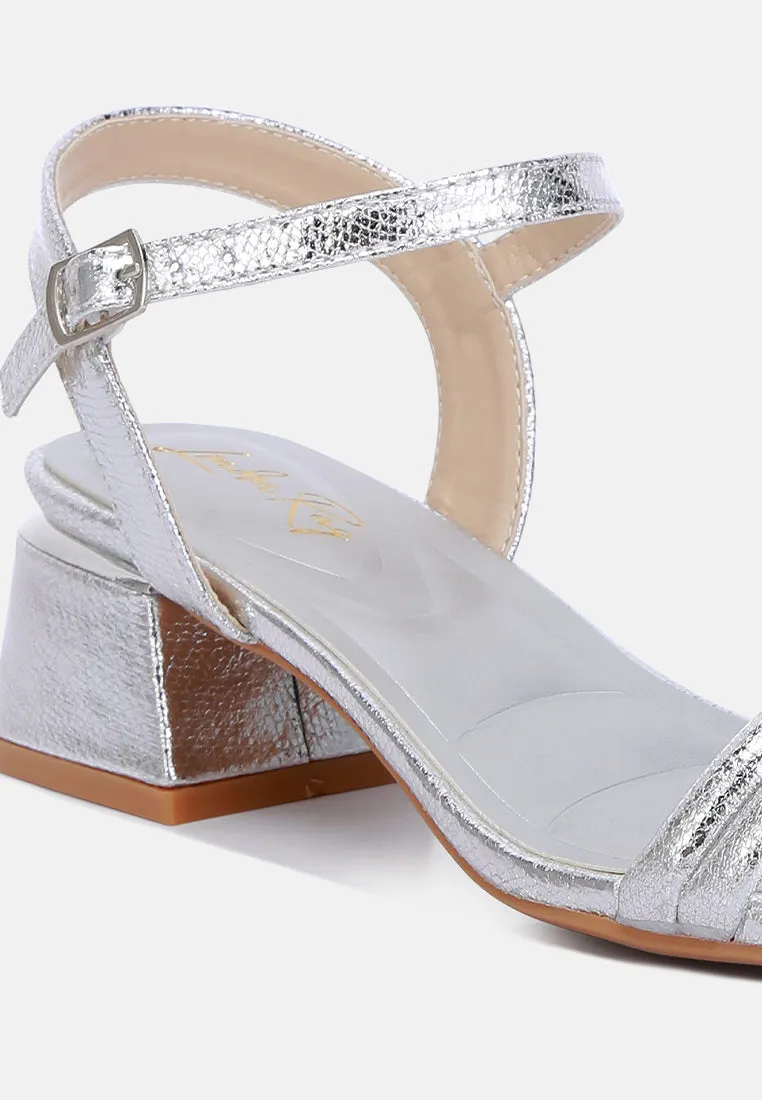 Metallic Strap Block Heels By RAG