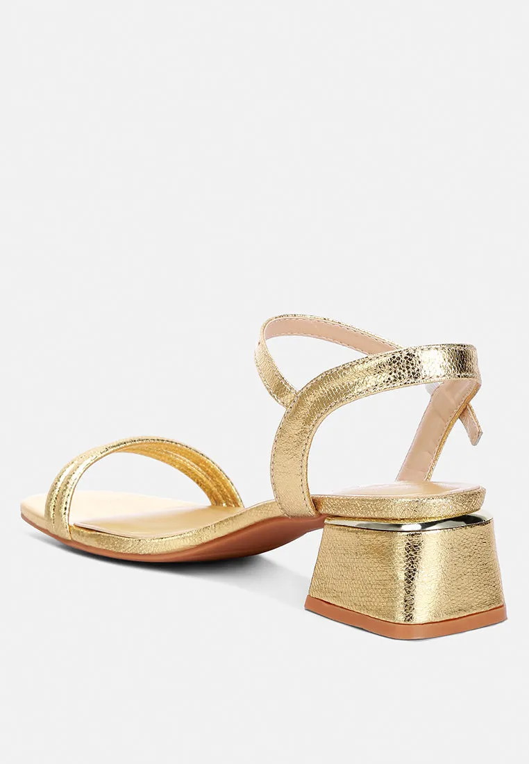 Metallic Strap Block Heels By RAG