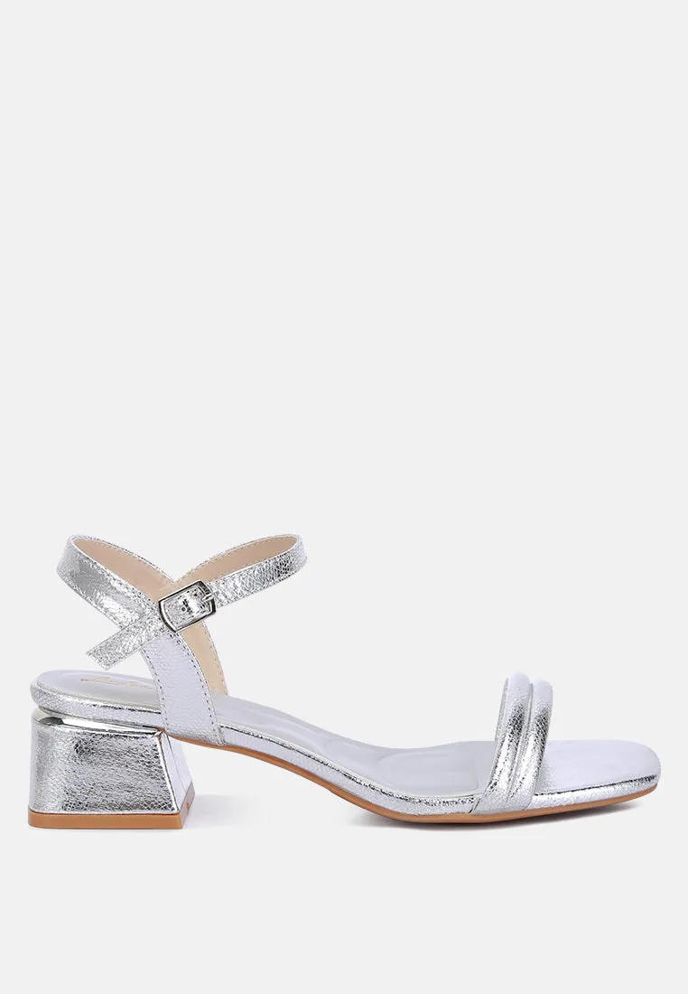Metallic Strap Block Heels By RAG