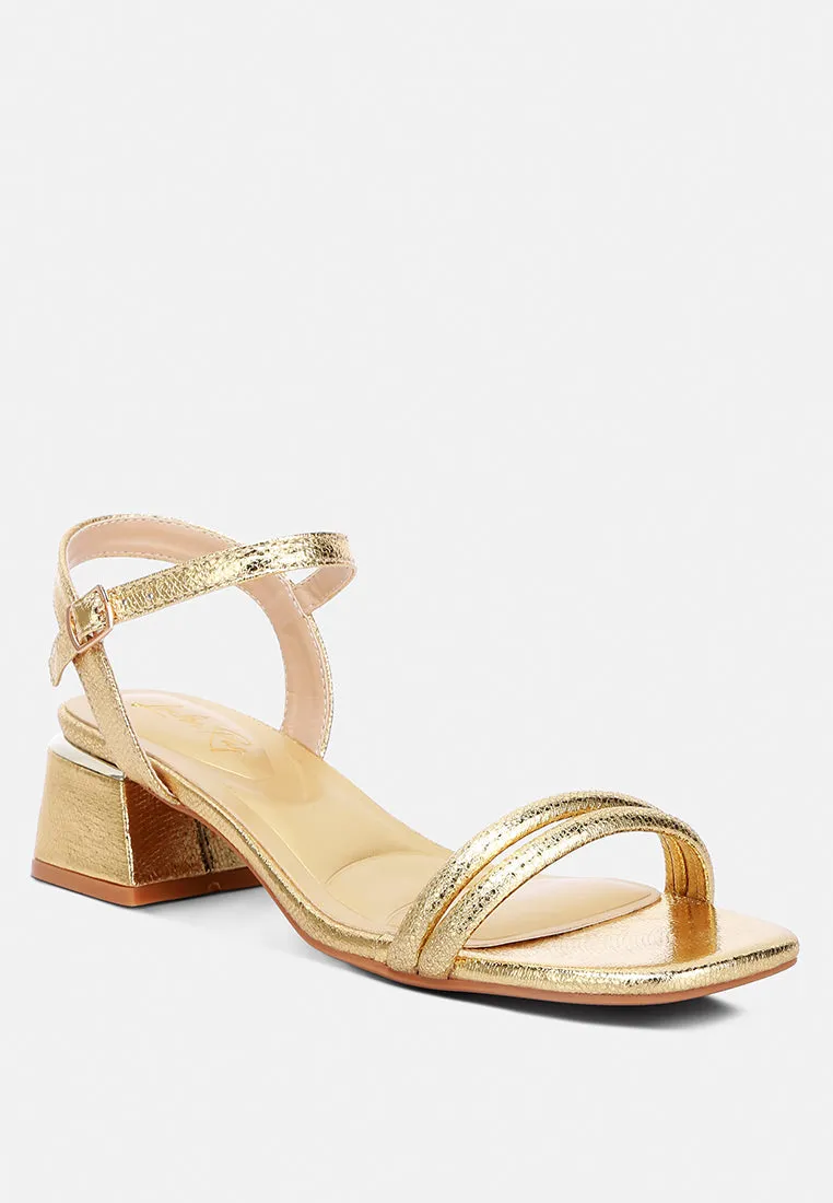 Metallic Strap Block Heels By RAG