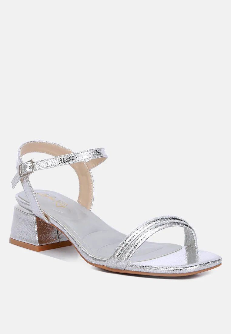 Metallic Strap Block Heels By RAG