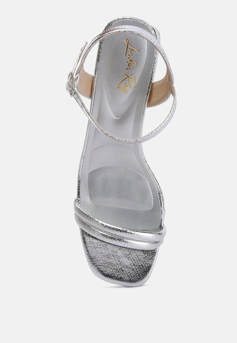 Metallic Strap Block Heels By RAG