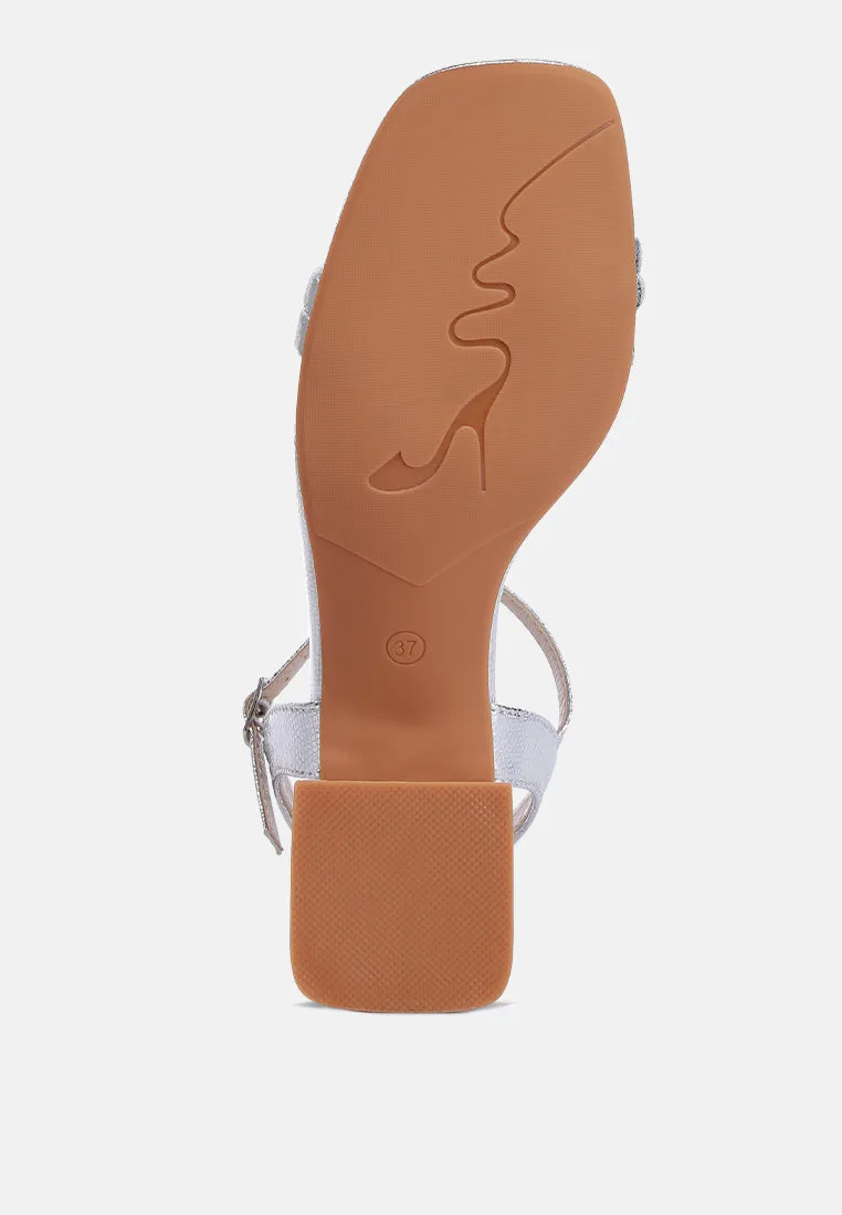 Metallic Strap Block Heels By RAG
