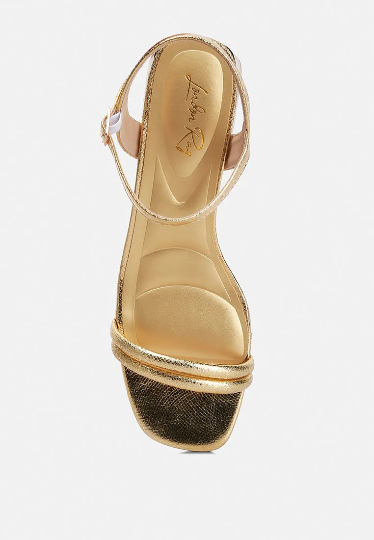Metallic Strap Block Heels By RAG