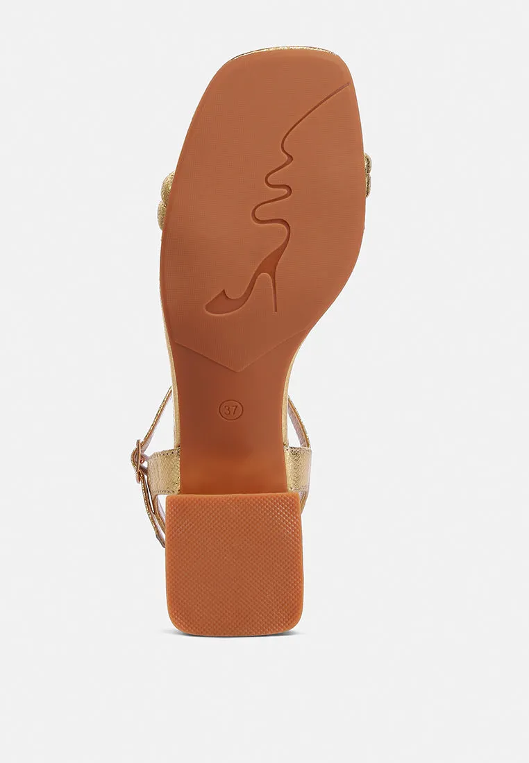 Metallic Strap Block Heels By RAG