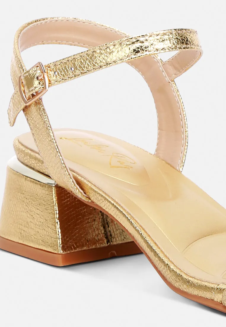 Metallic Strap Block Heels By RAG