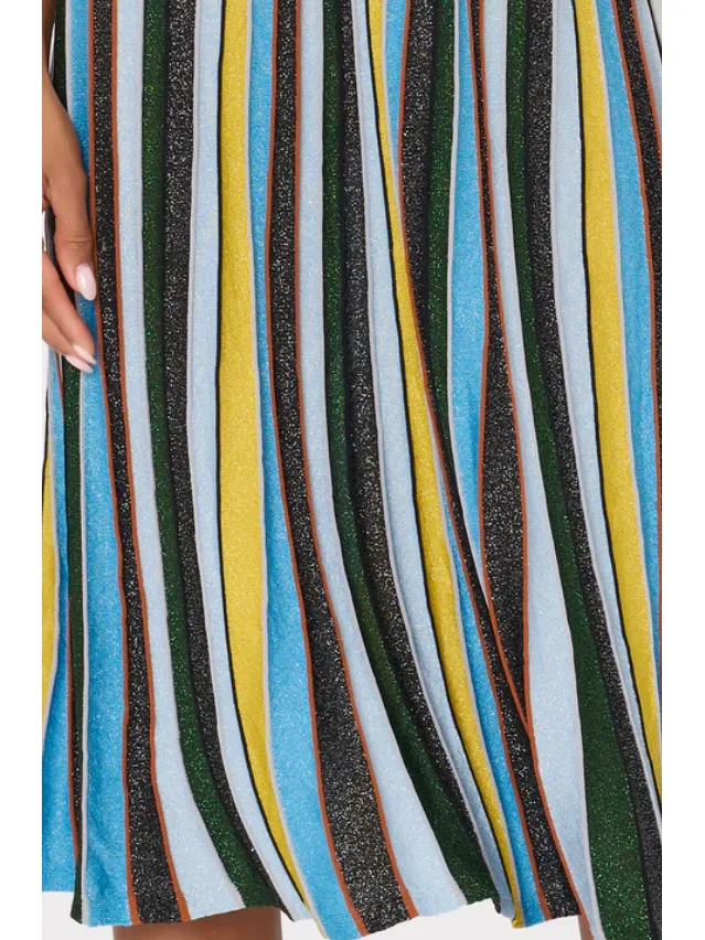 MILLY Multi Stripe Halter Knit Midi Dress