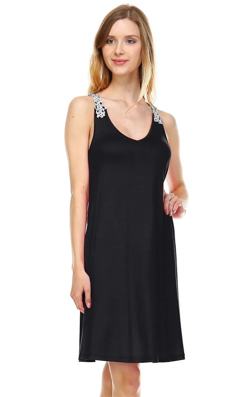 Mini Lace Dress with Crochet Details Black