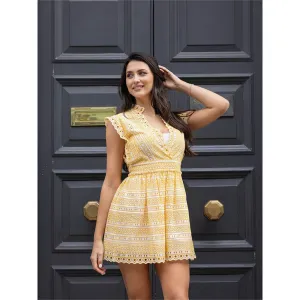 MIRIPRET Celine Yellow Mini Fit and Flare Dress
