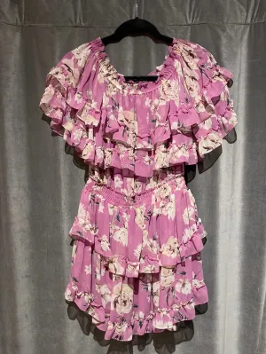 MISA Isella Floral Off the Shoulder Tiered mini