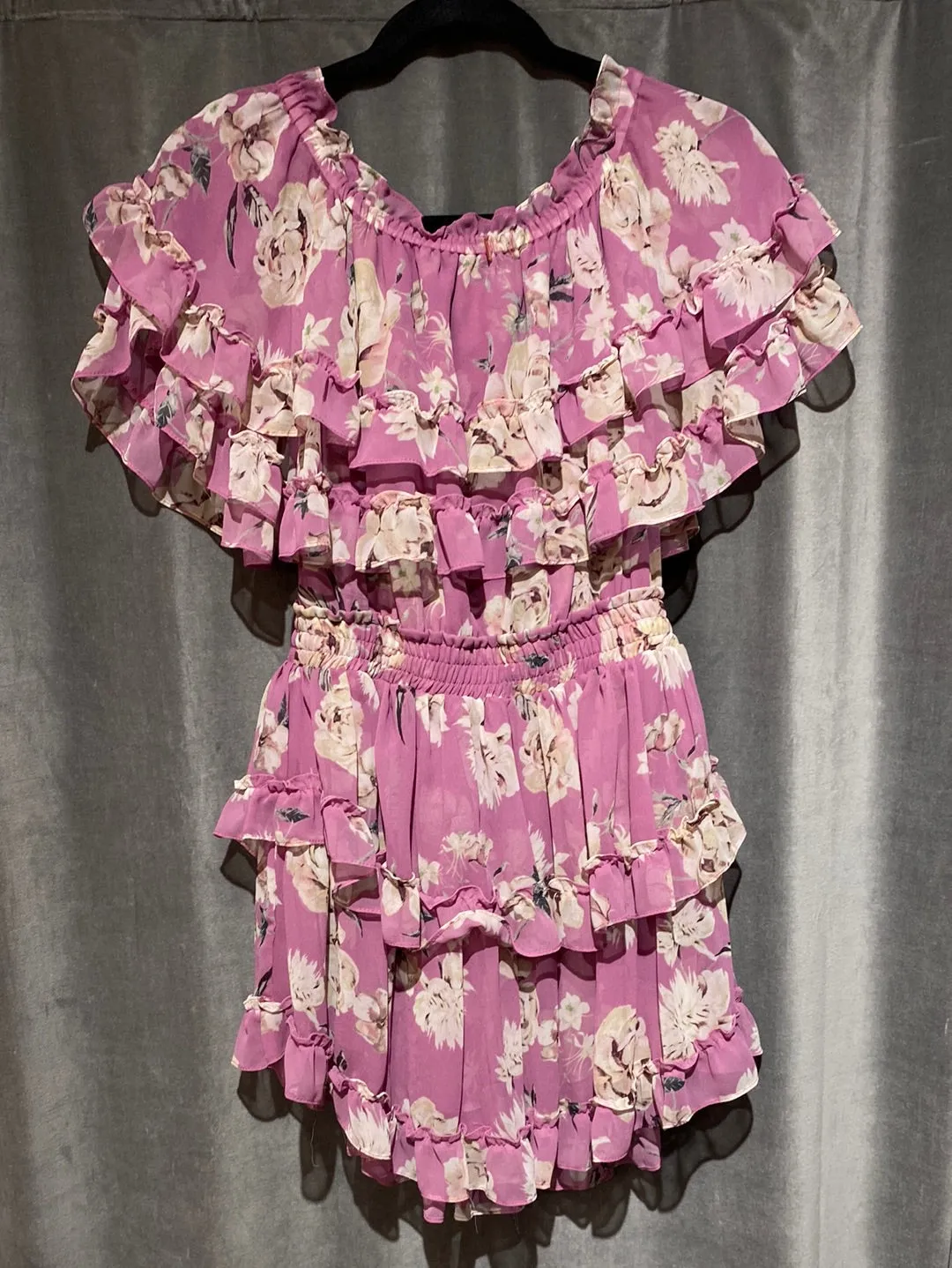 MISA Isella Floral Off the Shoulder Tiered mini
