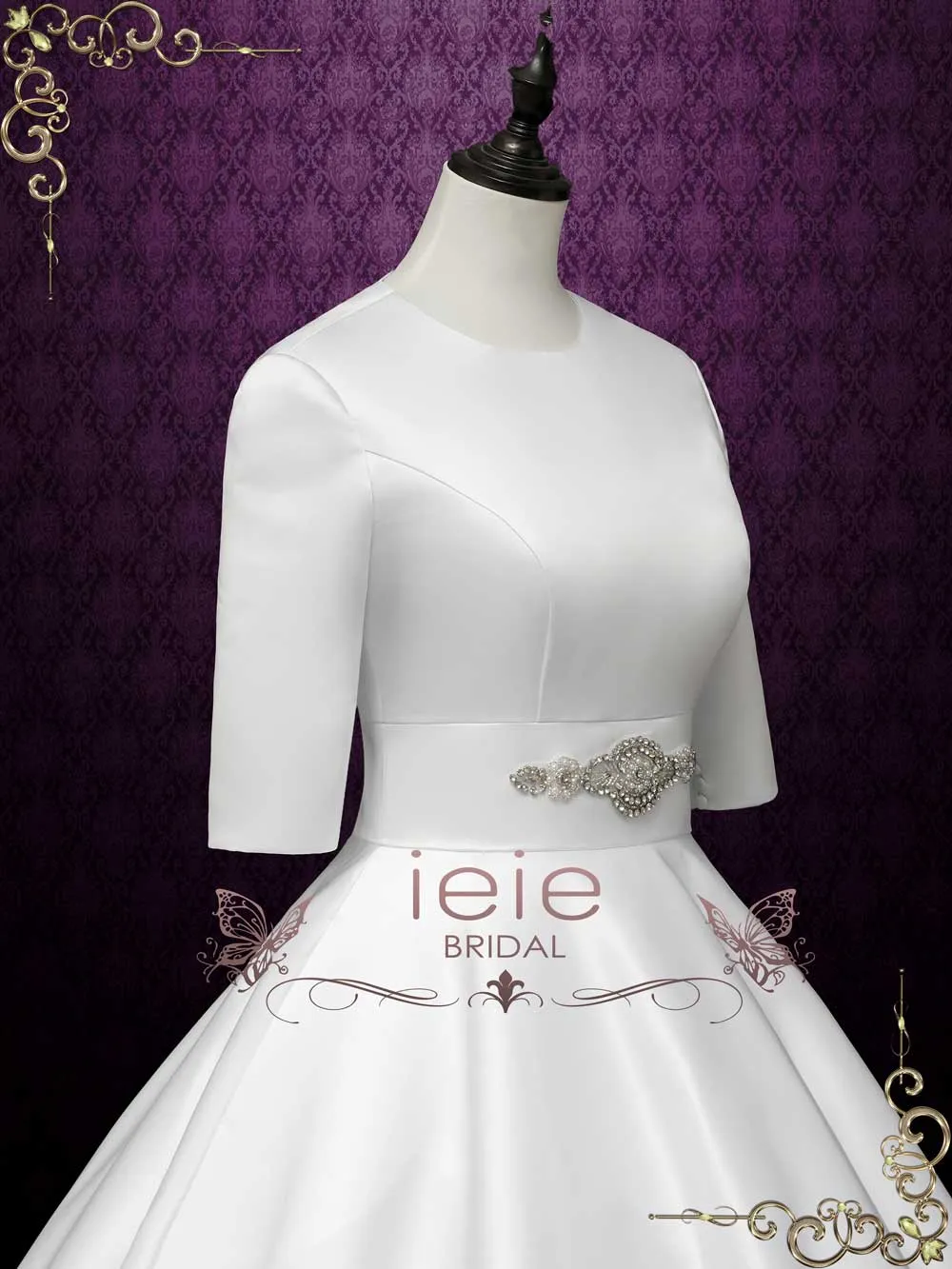 Modest Satin Wedding Dress with Sleeves ANYA