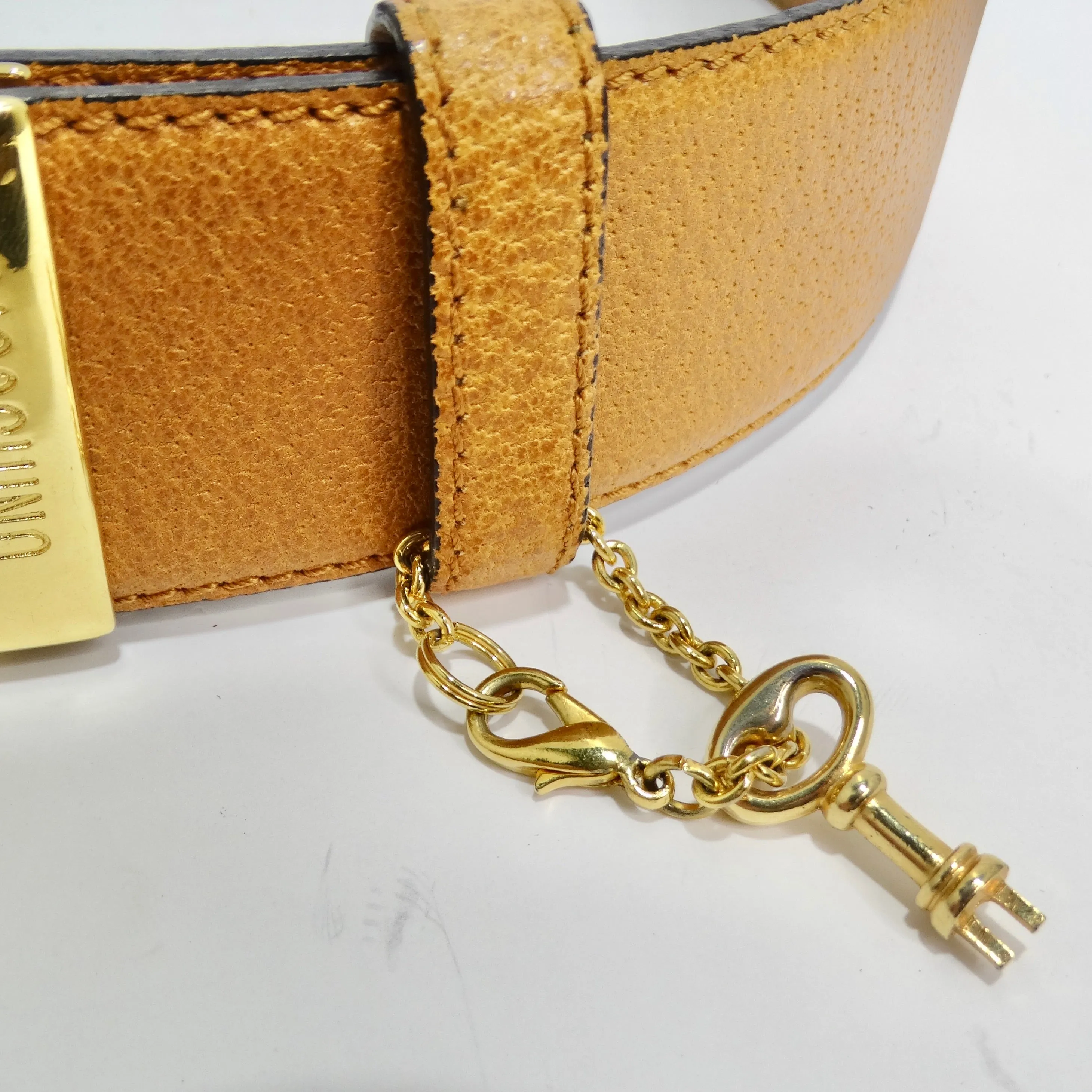 Moschino Vintage Brown Leather Key Lock Belt