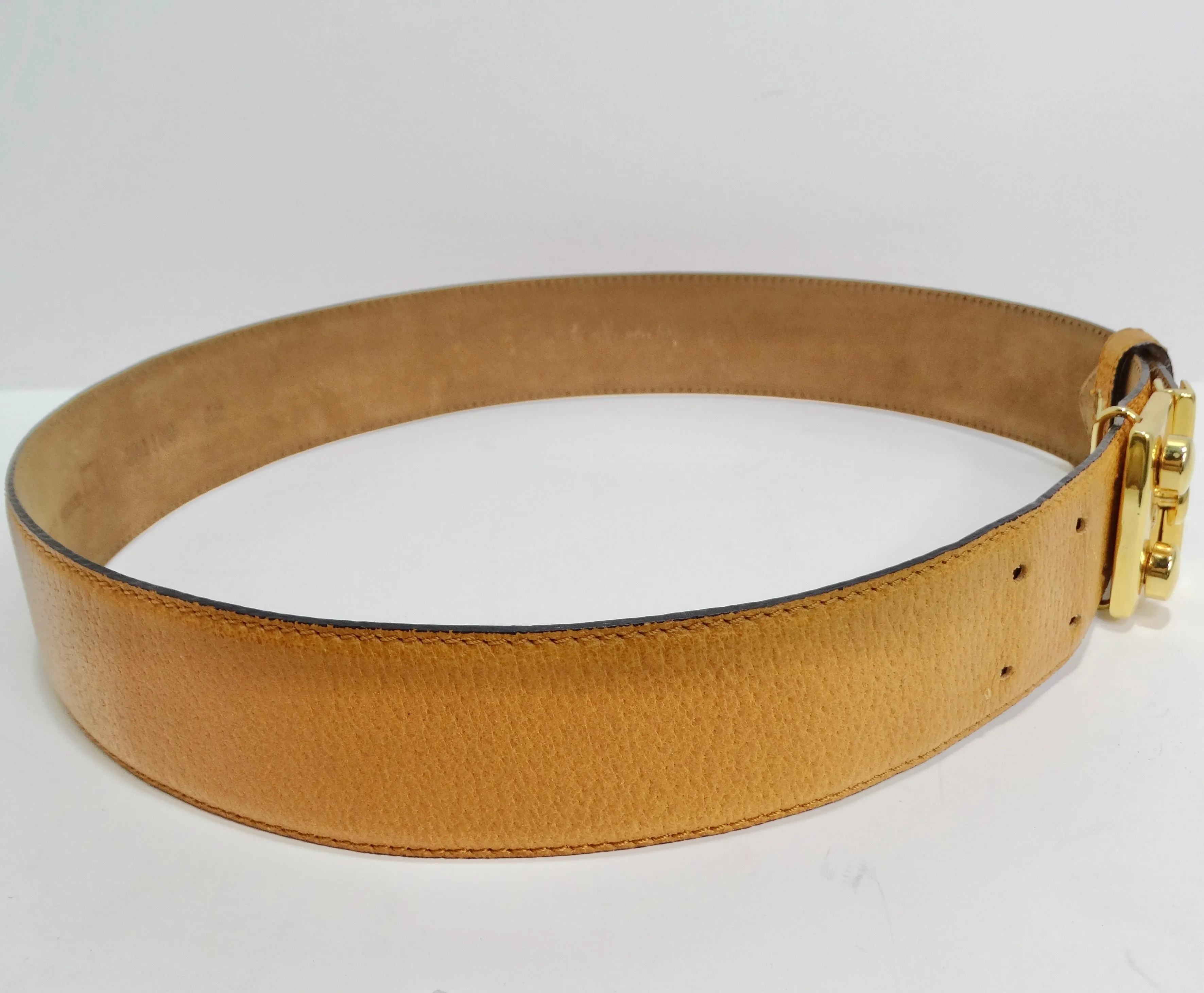 Moschino Vintage Brown Leather Key Lock Belt