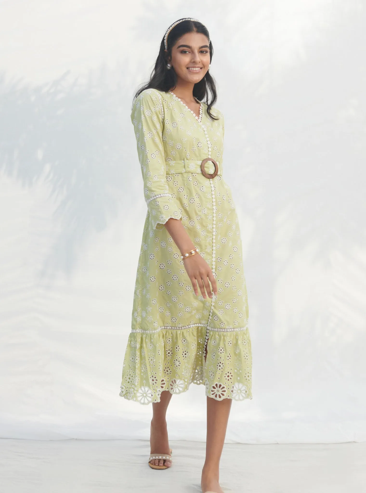Mulmul Cotton Lillian Green Dress