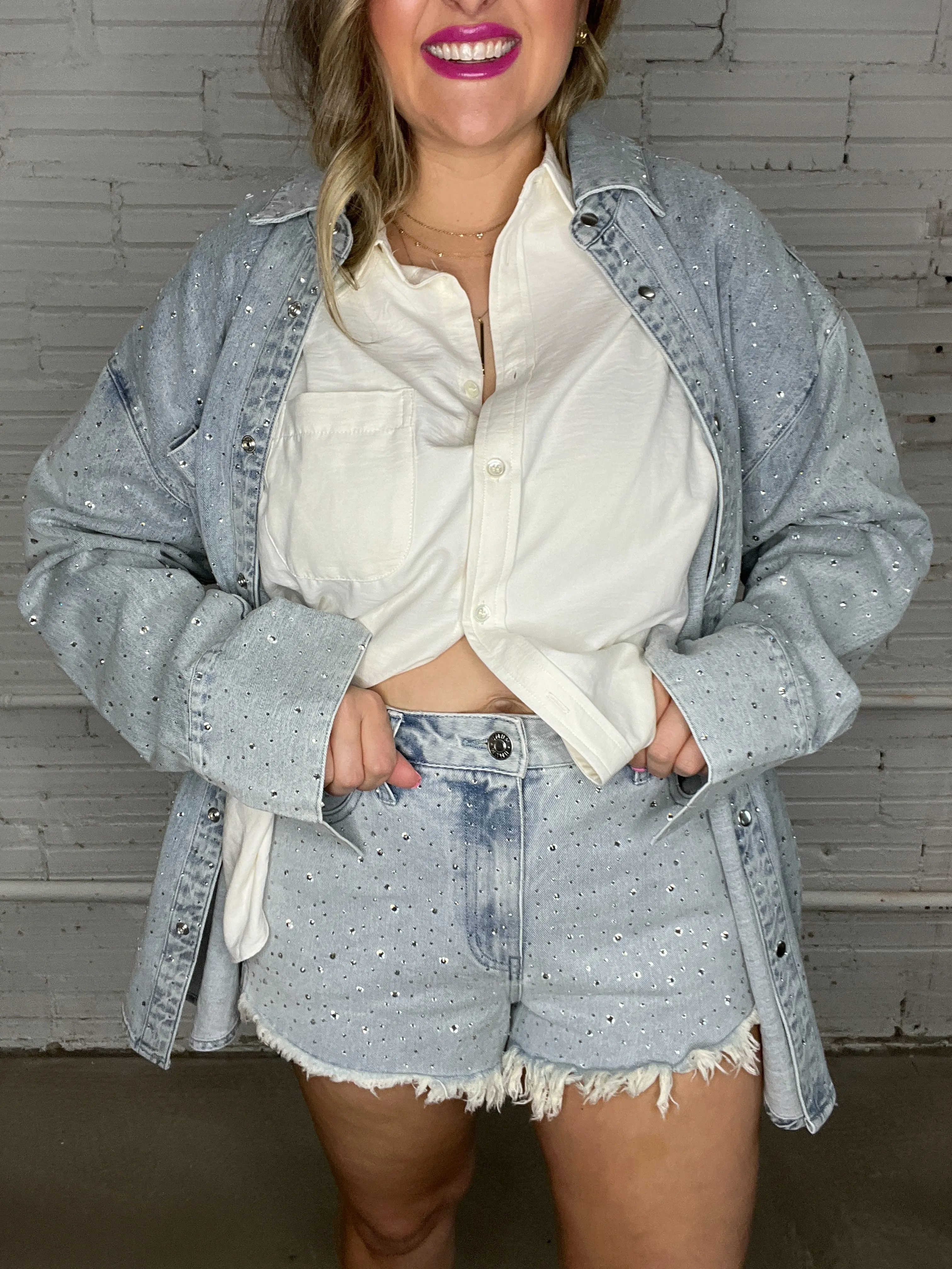 {Mumu} Scottsdale Shorts - Embellished Light Indigo