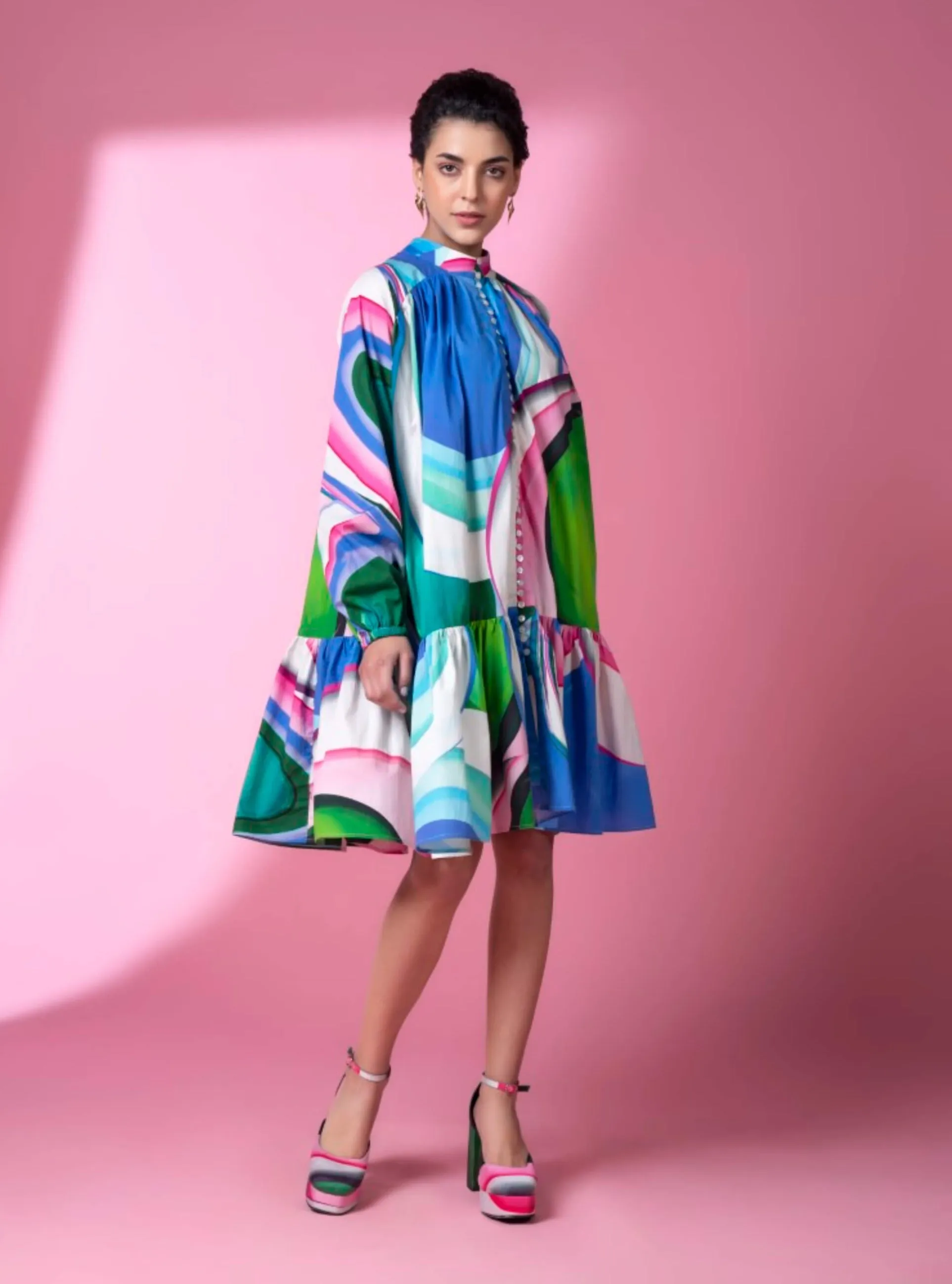 Murano glass art gathered dress