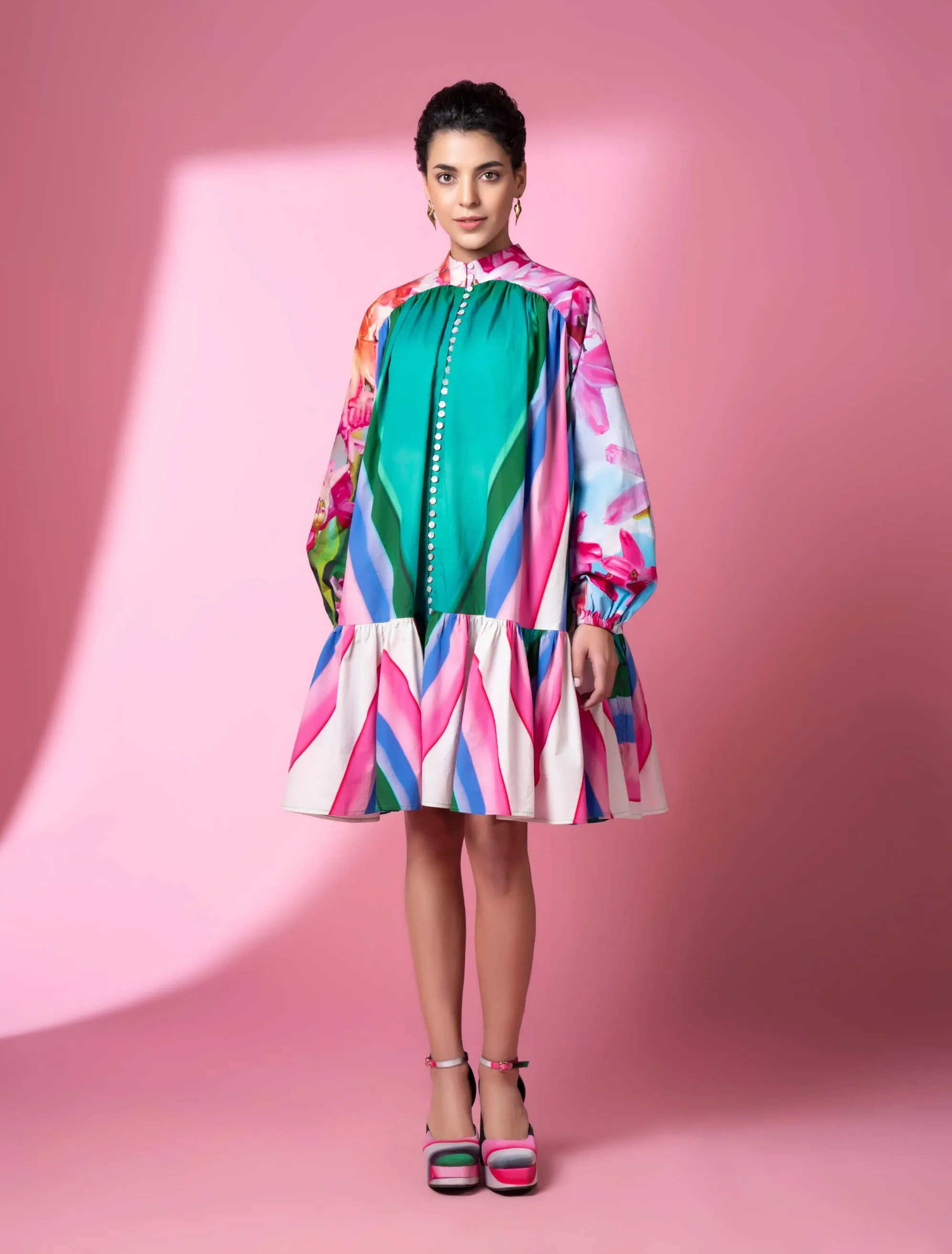 Murano glass art gathered dress