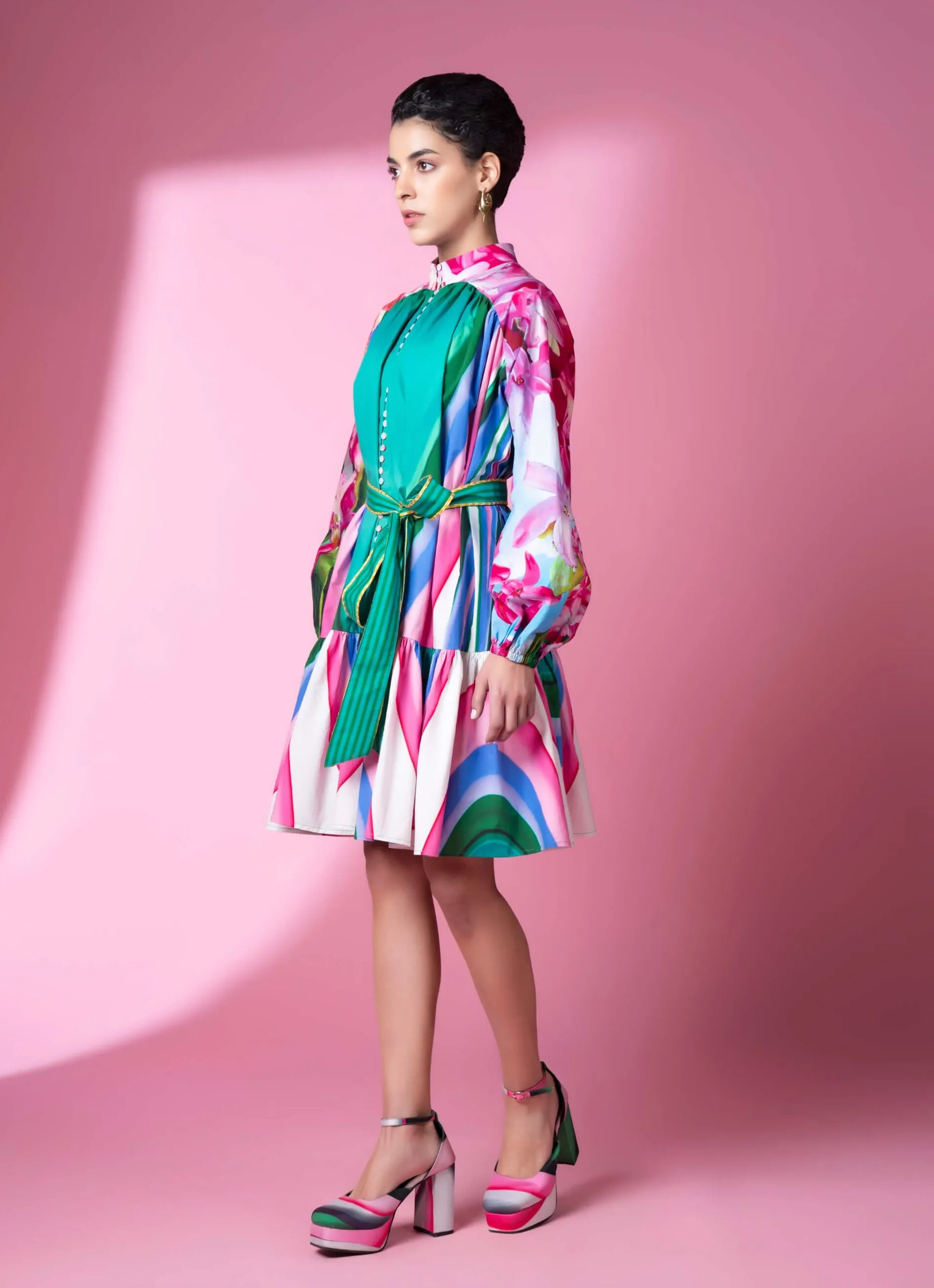 Murano glass art gathered dress
