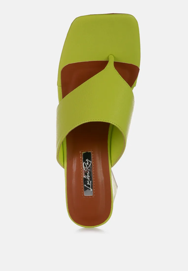 Muse Me Triangular Block Heel Thong Sandals By Ruw