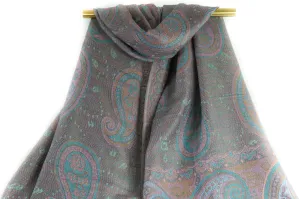 Muted Taupe Majestic Paisley Pashmina Scarf Bohemian Shawl