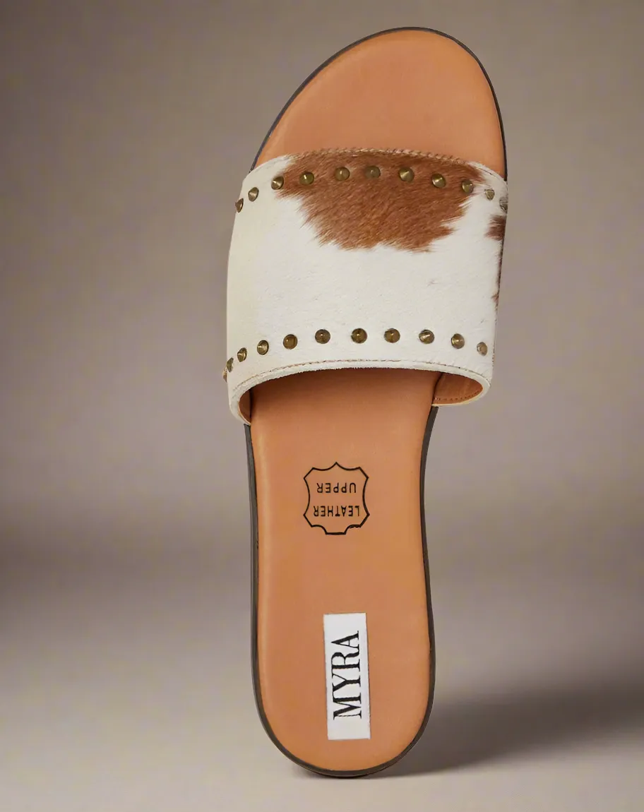 MYRA Hairon Leather Sustainable Flats-Brown