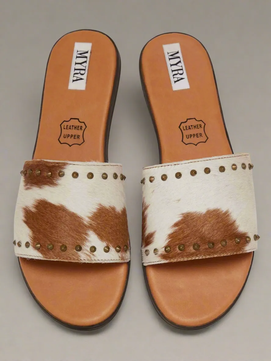 MYRA Hairon Leather Sustainable Flats-Brown