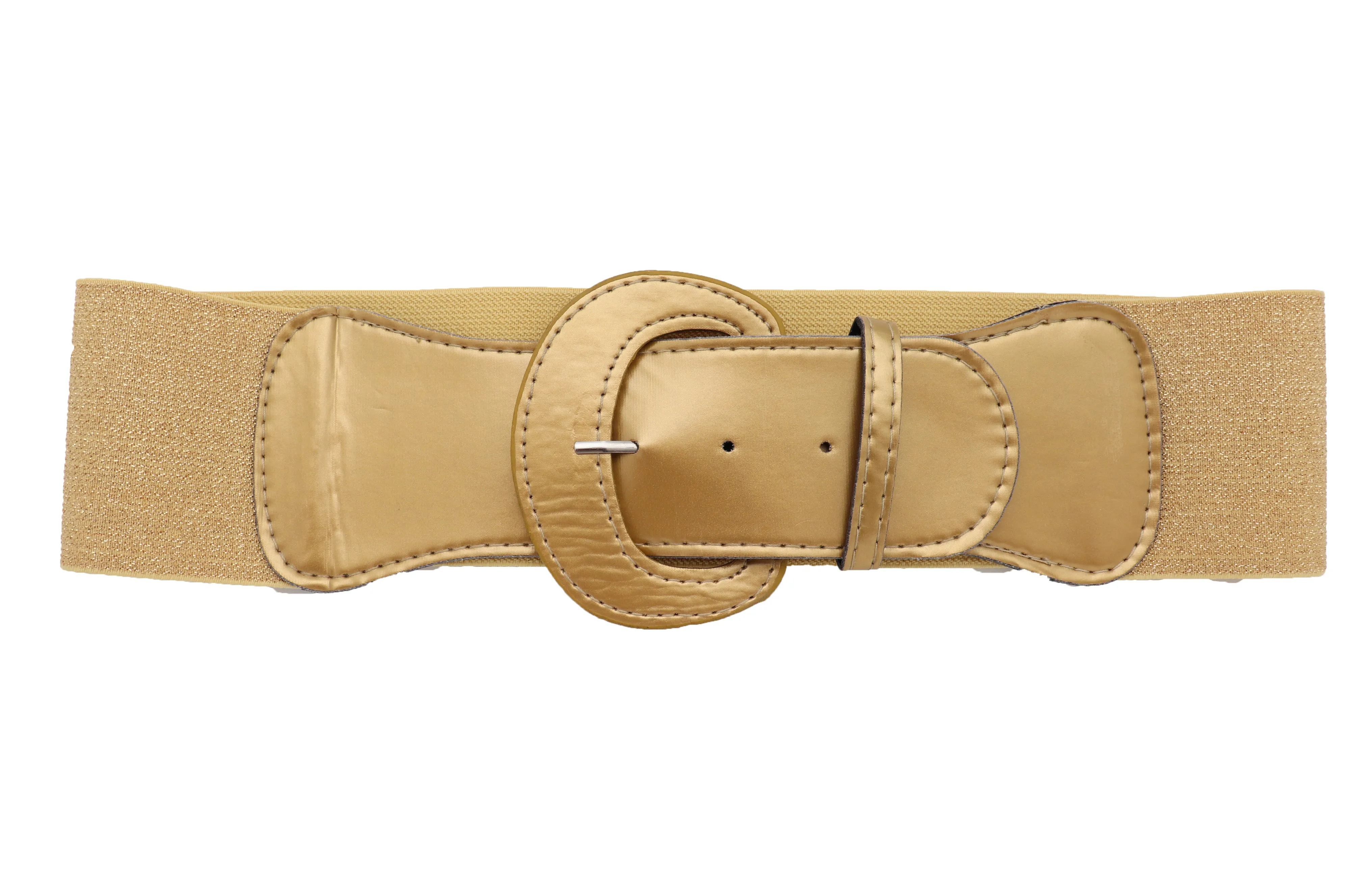 Narrow High Waist Hip Stretch Casual Belt Silver Metal Rings Buckle