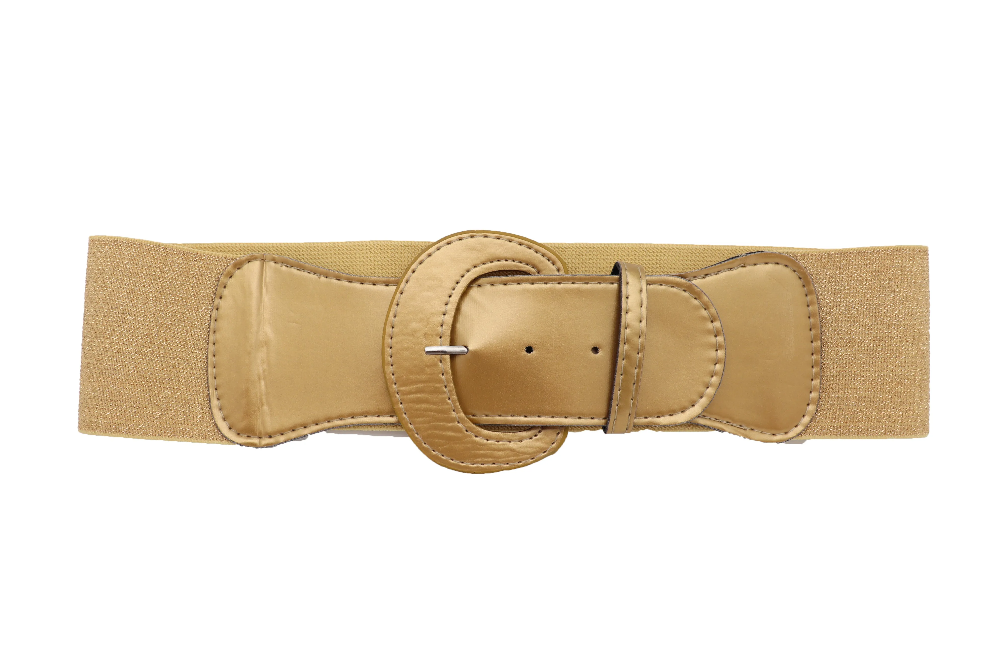 Narrow High Waist Hip Stretch Casual Belt Silver Metal Rings Buckle