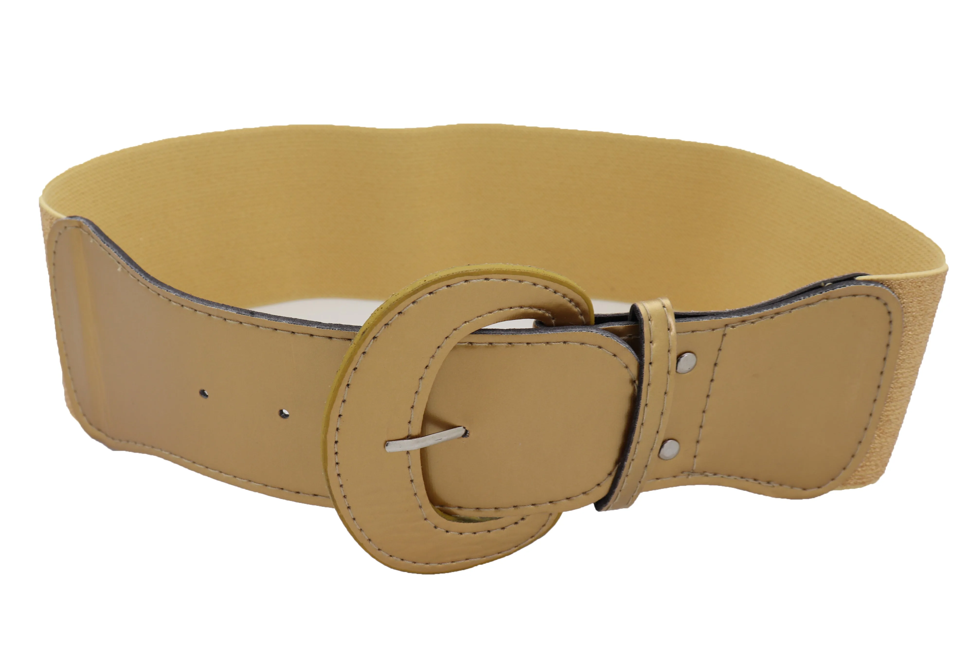 Narrow High Waist Hip Stretch Casual Belt Silver Metal Rings Buckle