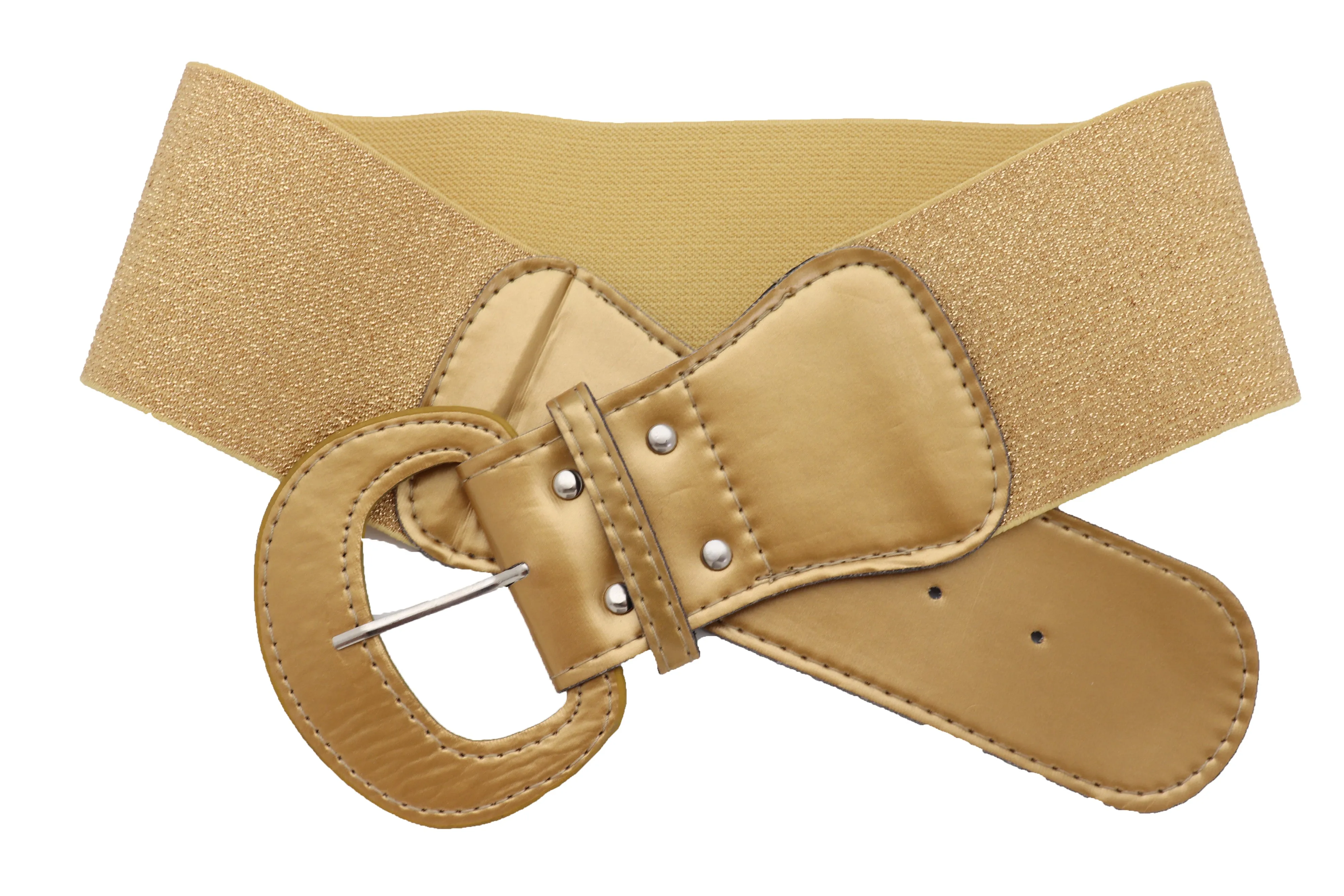 Narrow High Waist Hip Stretch Casual Belt Silver Metal Rings Buckle