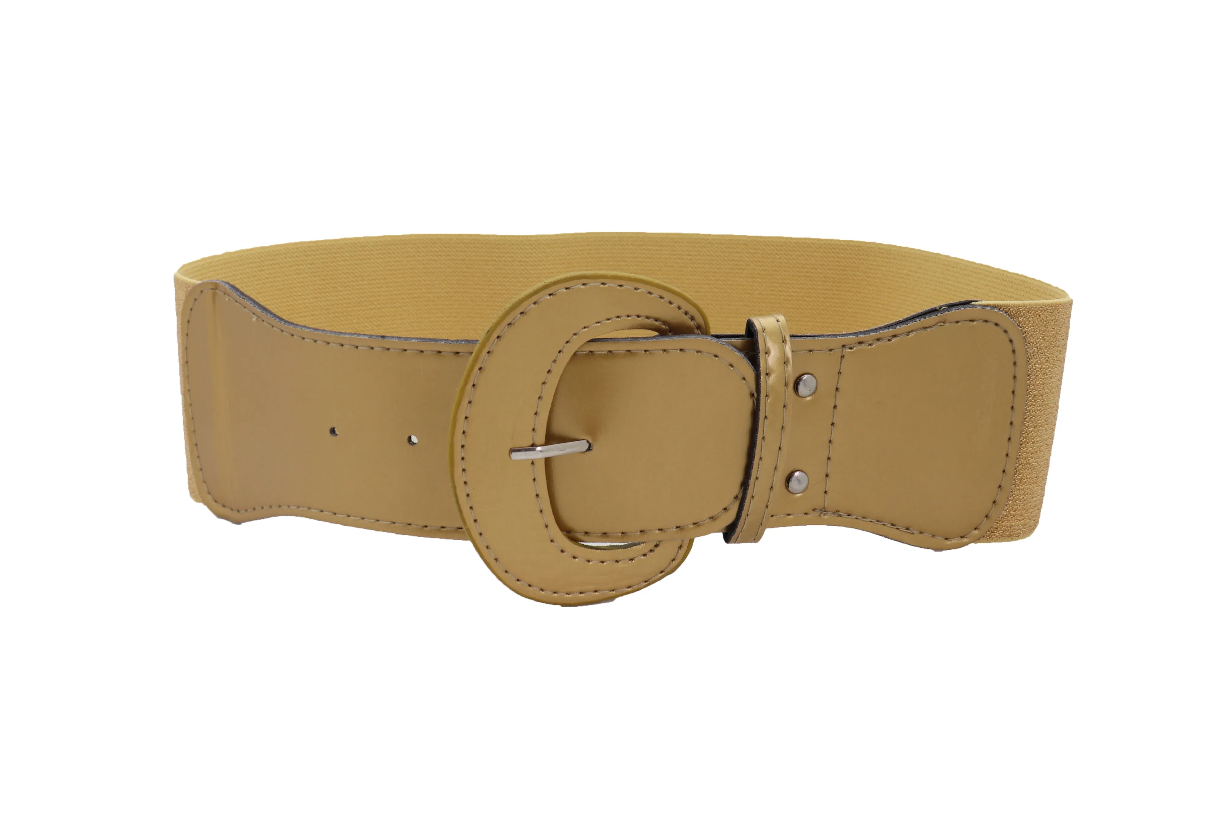 Narrow High Waist Hip Stretch Casual Belt Silver Metal Rings Buckle