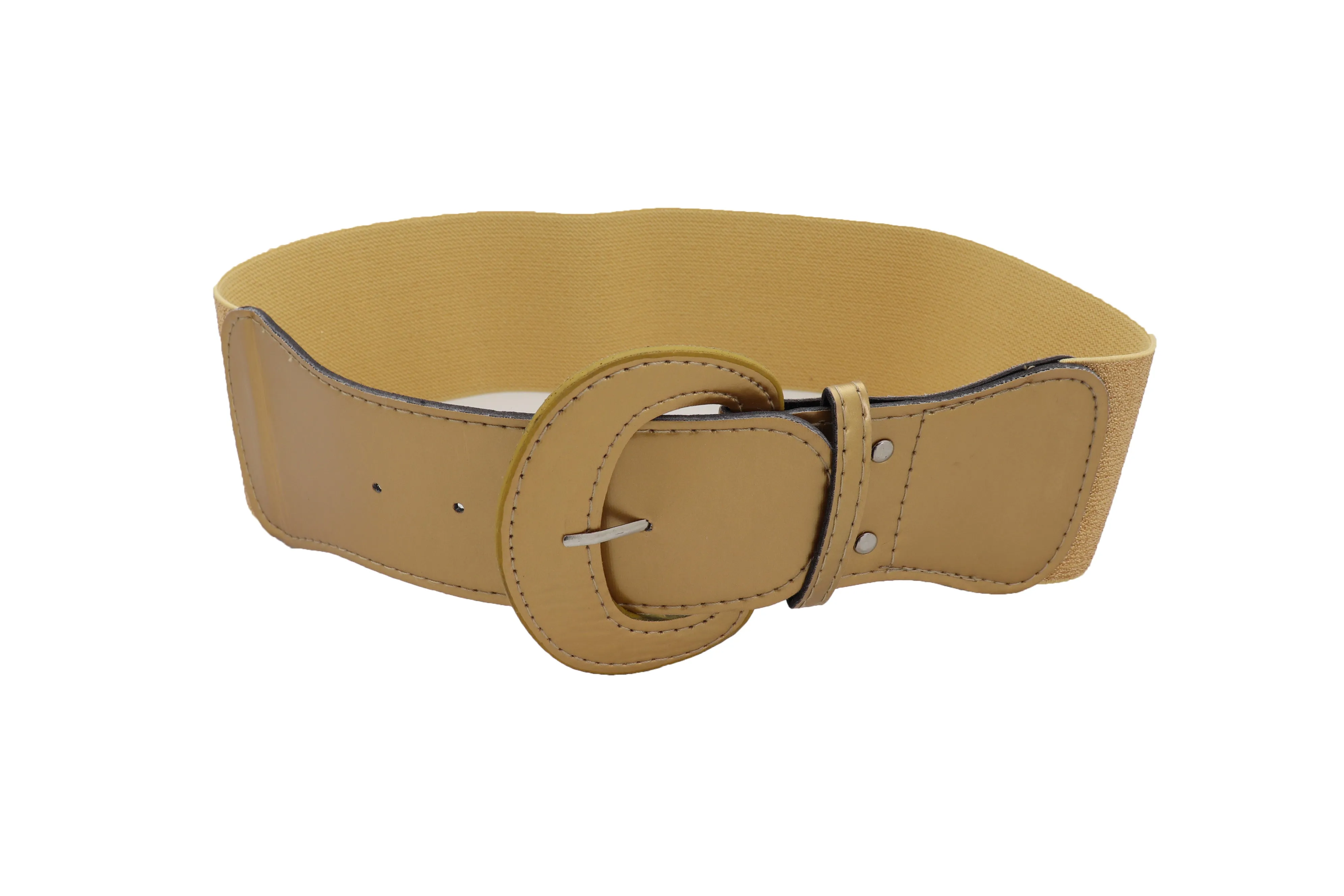 Narrow High Waist Hip Stretch Casual Belt Silver Metal Rings Buckle