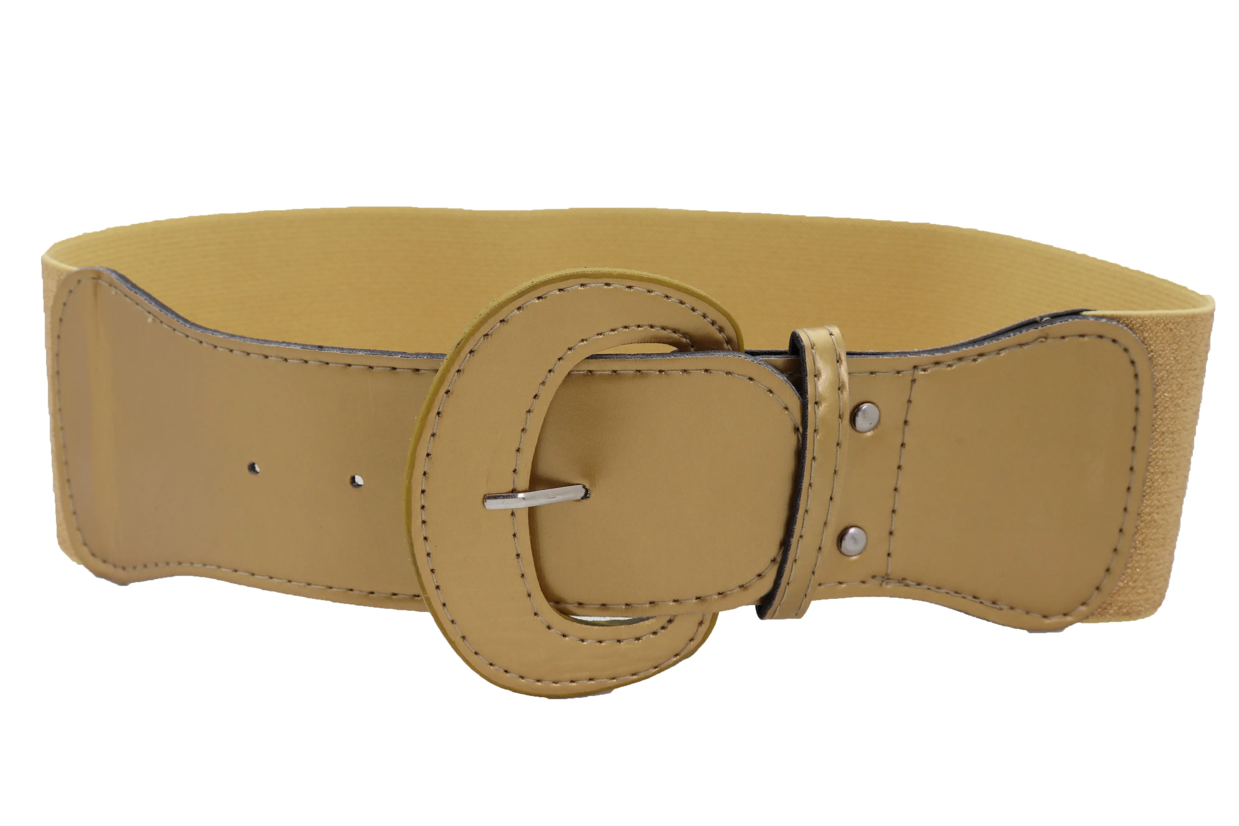 Narrow High Waist Hip Stretch Casual Belt Silver Metal Rings Buckle
