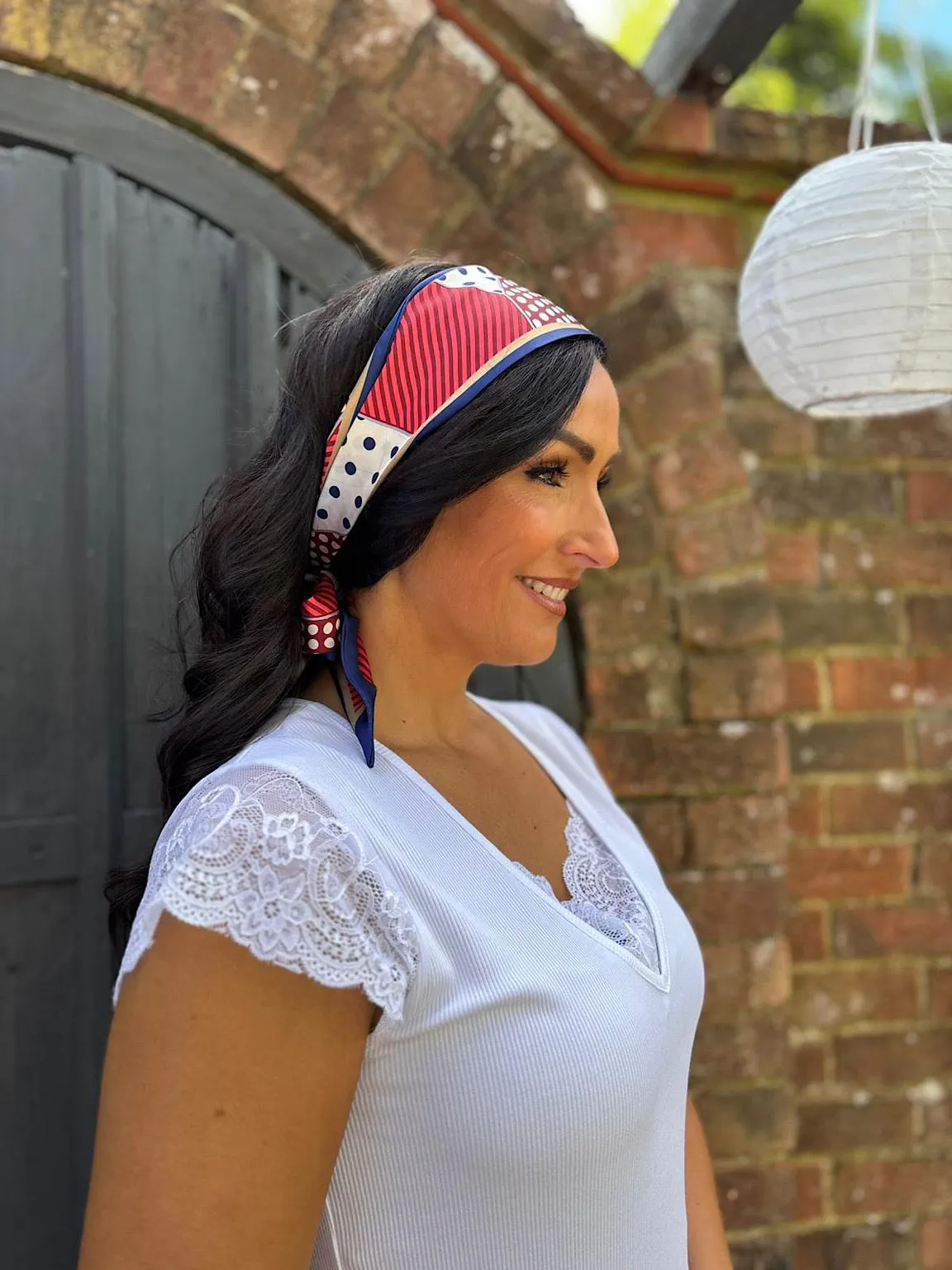 Navy Polka Dot Neck/ Head Scarf