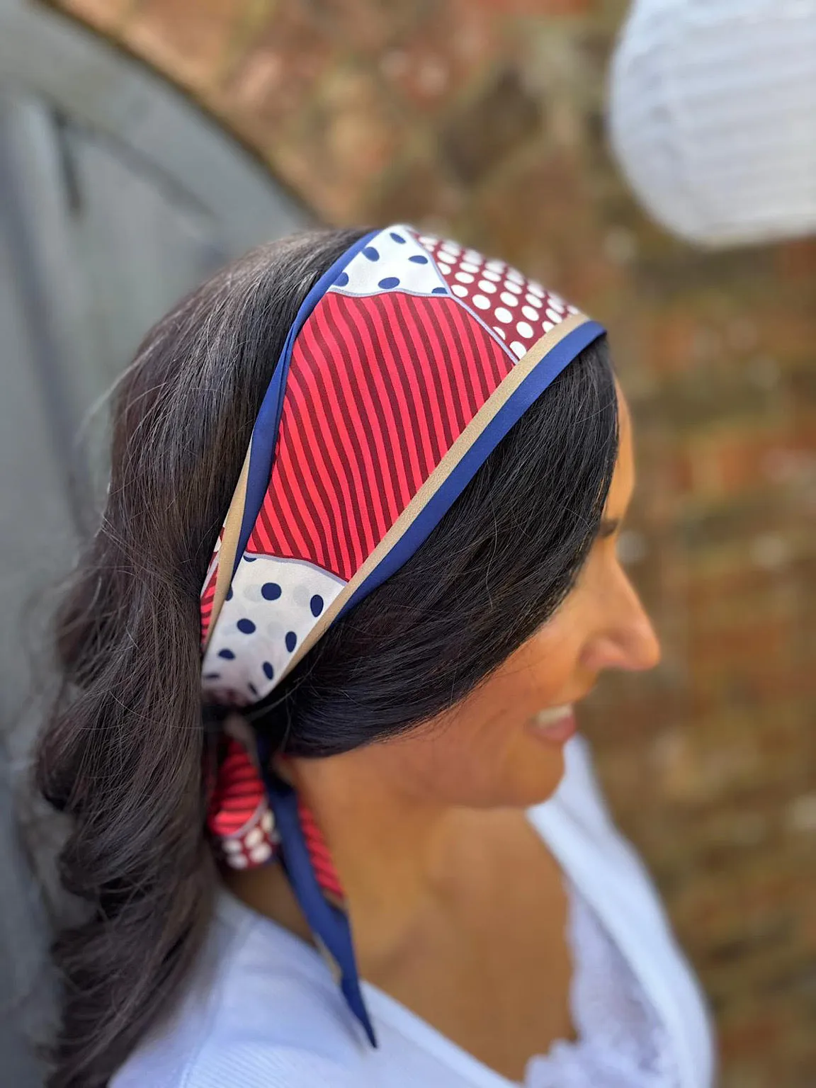 Navy Polka Dot Neck/ Head Scarf